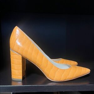 Marc Fisher Orange Croc-Embossed Heels -New